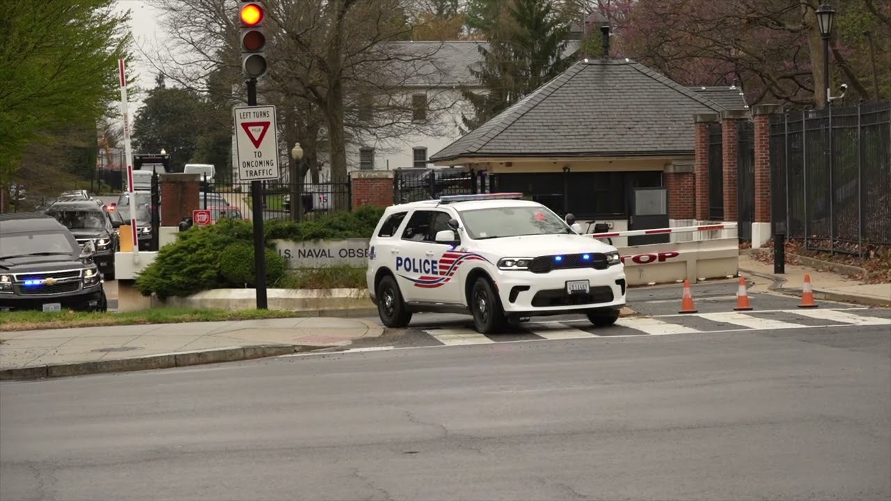 Vice President's Motorcade leaves the Naval Observatory for the White House 4/5/2022