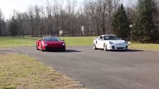Lamborghini Gallardo LP570-4 Super Trofeo Stradale VS Porsche 911 Turbo Drag Race Lamborghini Gallardo Lp570 4 Super Trofeo Stradale Launch Control Demonstration 1 4 Mile Drag Racing