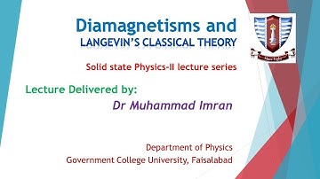 Diamagnetism and Langevin’s classical theory of Diamagnetism |Solid State Physics -2|