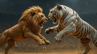Massive Muscular Lion vs White Tiger | Epic Battle in the Arena | Who will win?