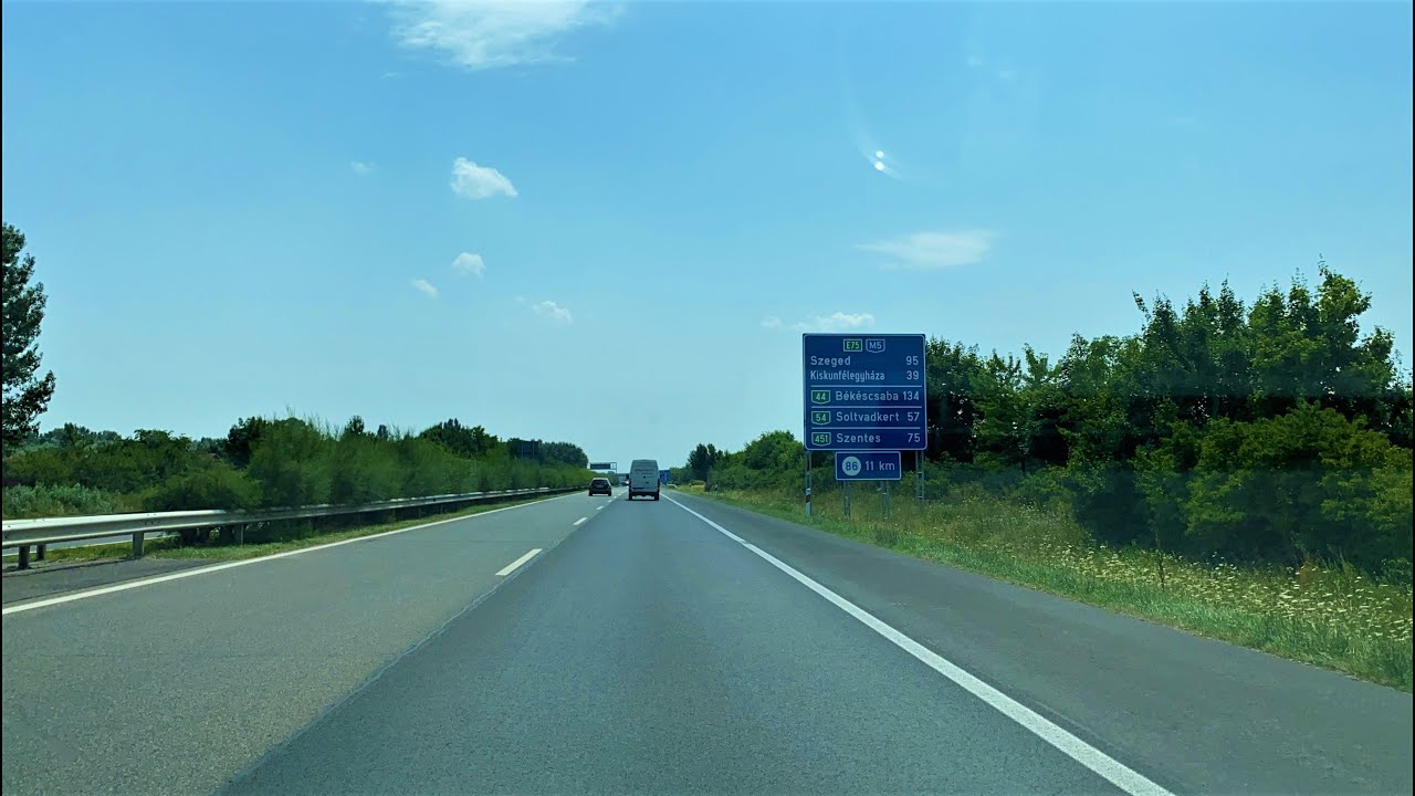 Hungary: Motorway M0-M5 - Budapest to Kiskunfélegyháza (Bács-Kiskun County) - 4k Video - Ungarn