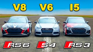 RS6 com 700cv+ vs RS3 vs S4: CORRIDA DE ARRANCADA