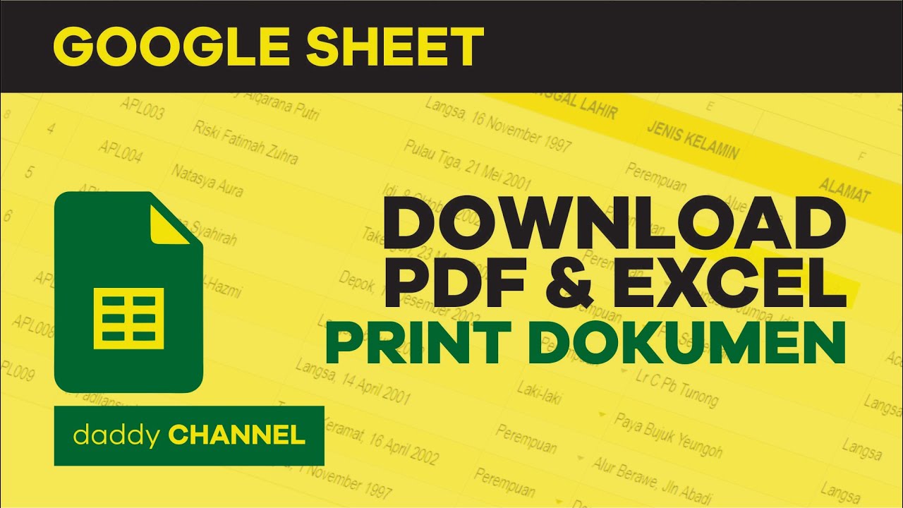 DOWNLOAD FORMAT PDF, EXCEL SERTA CARA PRINT DI GOOGLE SHEET - YouTube