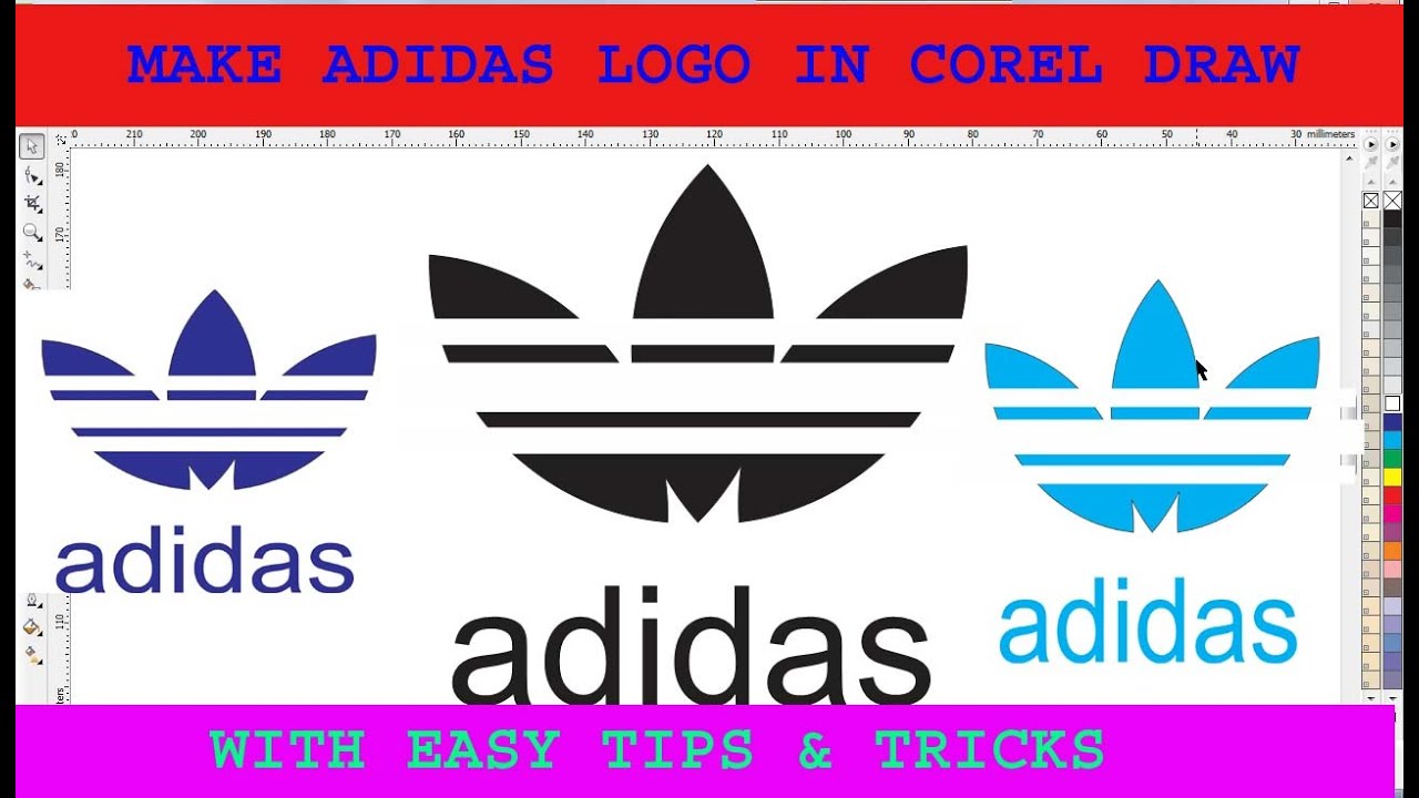 How to make adidas logo in Corel draw GW X-Brain - YouTube