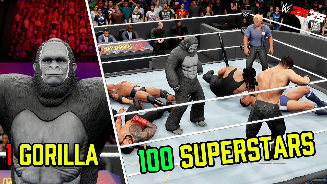 100 WWE SUPERSTARS VS 1 GORILLA