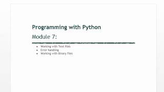 Python Module 07 01 Overview