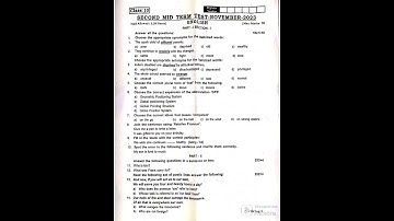 10th English Original 2nd mid term Question paper 2023