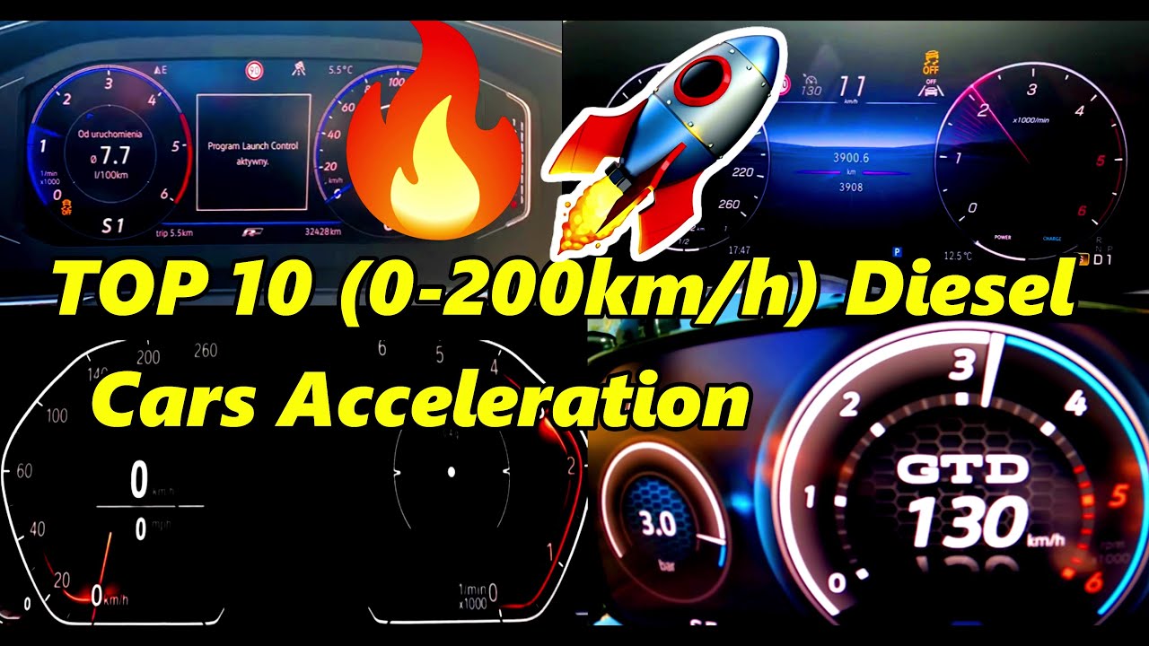 TOP 10 (0-200km/h) Diesel Cars Acceleration🔥🚀