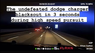 The undefeated  Dodge charger blacks out in 3 seconds during HIGH SPEED pursuit ￼