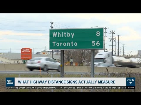 What highway distance signs actually measure