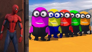 GTA 5 Epic Ragdolls RED SPIDERMAN VS RED MINION VS GREEN MINION (Euphoria Physics & Funny Fails)