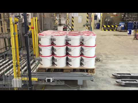 Trilak PPG warehouse logistic system - feeding the transfer from filling machines