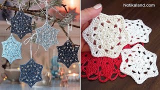 CROCHET motif Snowflake Ornament Crochet Tutorial  Christmas Decoration