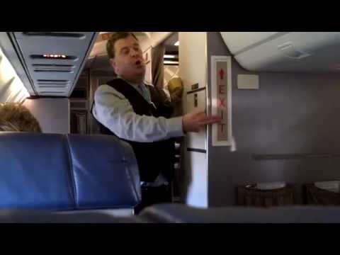 HILARIOUS! Funny Flight Attendant Does Safety Demo on United Express!