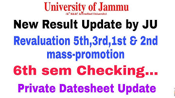 New Result Update by Jammu University  Private Datesheet Update| Revaluation Result 5th,3rd,1st sem