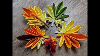 Satin Ribbon Autumn Leaf Kanzashi Satin Ribbon Leaves Halloween Decoration