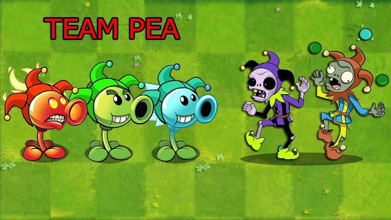 Pvz 2 Challenge - All Pea & Other Plants LEVEL 1 Power Up vs Jester Zombie - Who Will Win?