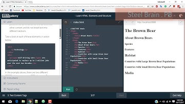 Codeademy | Learn Html | common elements | lesson no 1 to 3 half by Steel Brain . PB