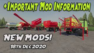 NEW MODS +IMPORTANT MOD INFORMATION (Review) Farming Simulator 19 FS19 18th Dec 2020.