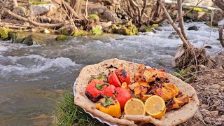 Hiking and cooking grilled chicken