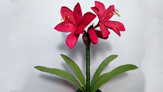 Amaryllis Paper Flower Made From Crepe Paper | Origami Flower