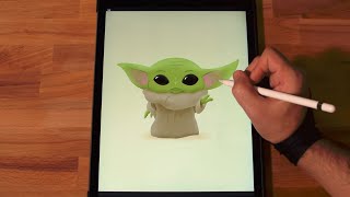 yoda painting easy drawing procreate pixel