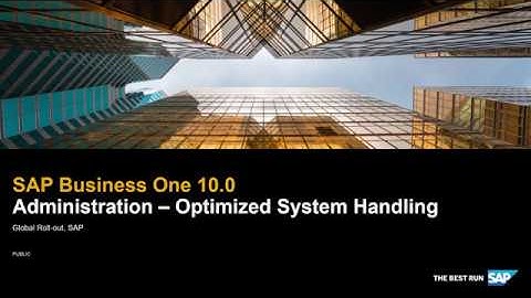 SAP Business One 10.0 Administration - Optimized System Handling