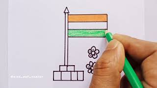 How To Draw Indian Flag Step By Step Indian Flag Drawing With Colour Pencils Republic Day