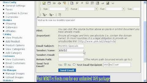 [MRGTecHelp.com CUBECART Tutorial Series] Sending out a(n) email in CubeCart