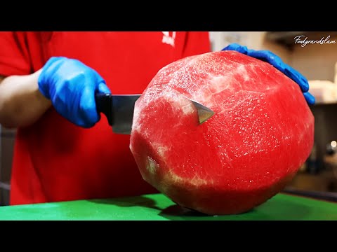 여름에는 쥬씨! 수박도시락, 과일 주스 / Making juice by cutting kiwi, peach,  watermelon / Korean street food