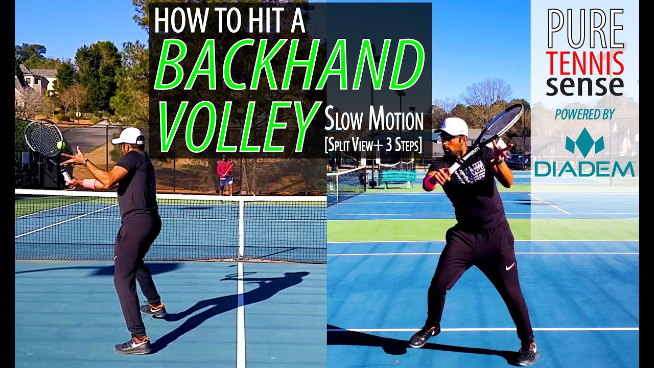 How To Hit A Backhand Volley in 3 Key Steps [Slowmotion + SplitScreen