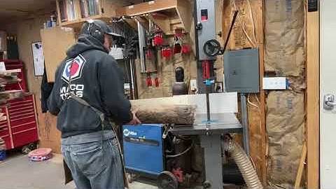Resawing walnut log with laguna bandsaw