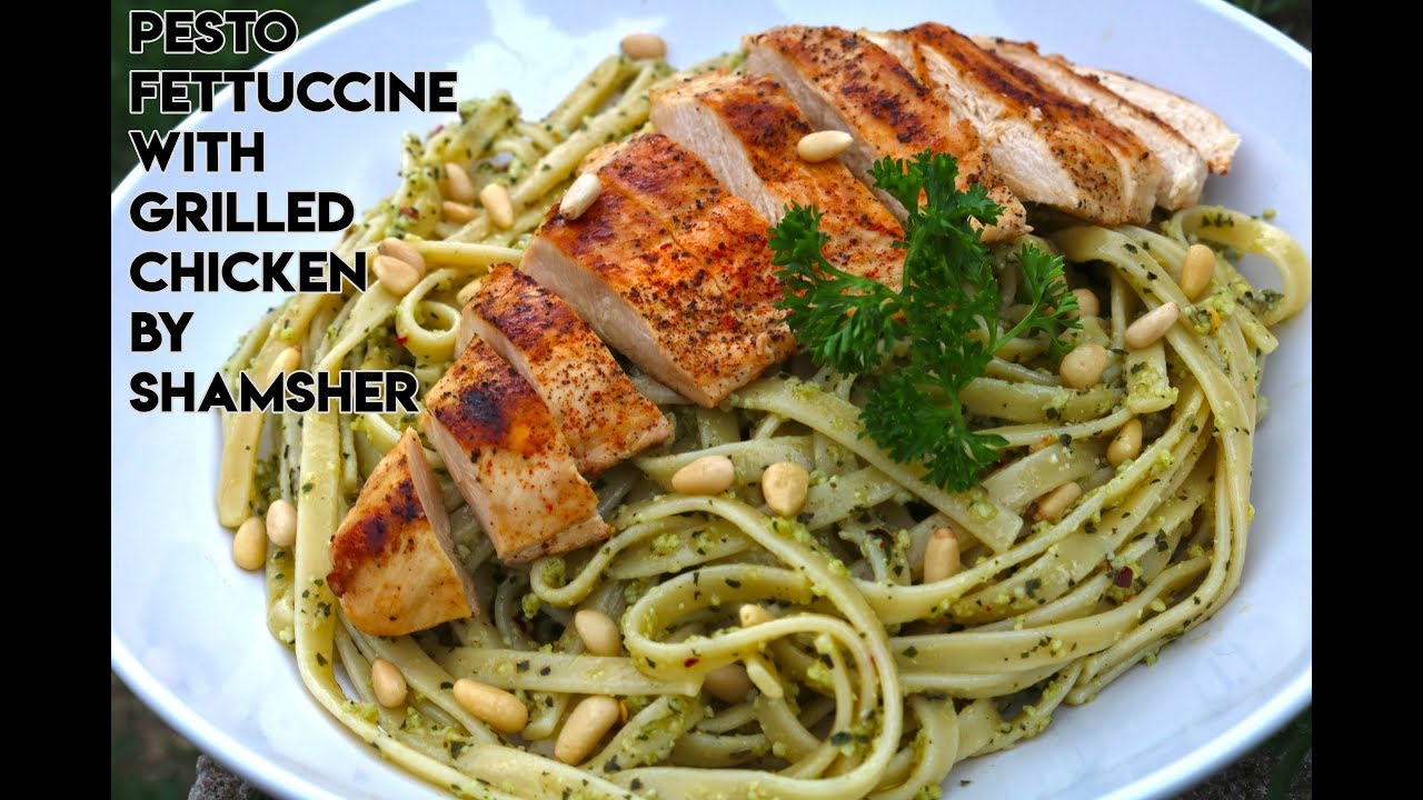 Pesto Fettucine with Grilled Chicken Recipe| How To Make Pesto