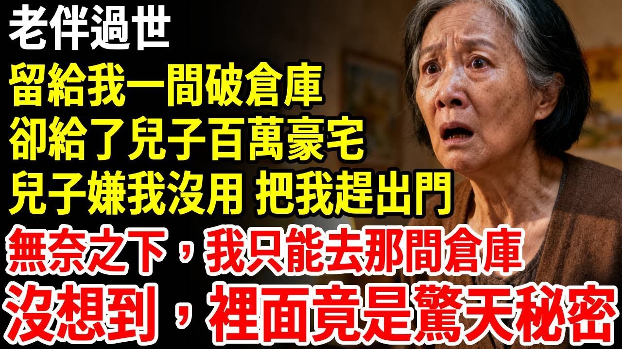 老伴過世留給我一間破倉庫，卻給了兒子百萬豪宅，兒子嘲笑我沒用將我掃地出門，無奈之下，我只能去那間倉庫，但沒想到，裡面竟是驚天秘密...#老人社 #長壽秘密#故事#養老
