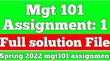 Mgt101 Assignment 1 Solution 2022 | mgt101 assignment 2022 solution 2022 | Virual University