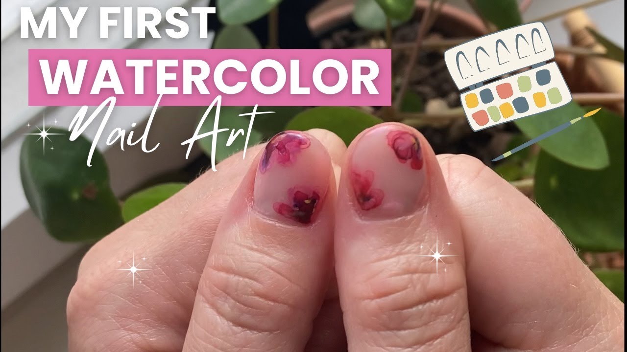 Painting Watercolor Flowers on Gel Nails 🌸 | Korean Nail Art 💅 