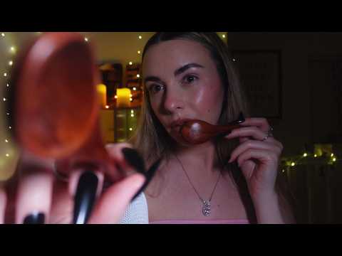 ASMR honey & wooden spoon for brain tingles 🍯👄💗