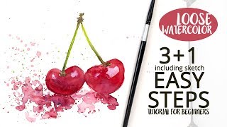 watercolor beginners easy painting cherries loose watercolour tutorials flowers simple paint steps books tutorial