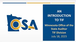 2023 Introduction to TIF Training