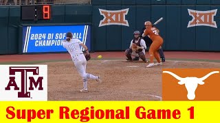 #16 Texas A\&M vs #1 Texas Softball Highlights, 2024 NCAA Super Regional Game 1