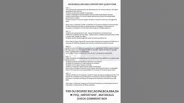 Business Law sem 2 Important Questions ou #businesslaw #bcom #degree #ou #sem2