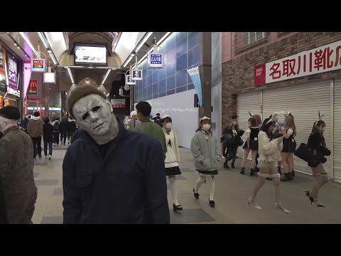 【4K】札幌 狸小路商店街 ハロウィン 2022 日本 北海道 中央区【Binaural Audio】
