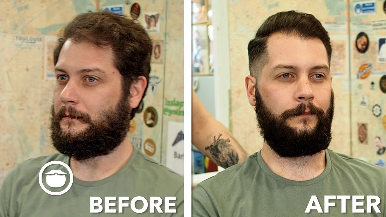 Thick Haircut and Beard Trim at the Barbershop beardbrand products