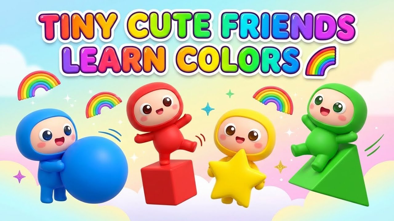 Tiny Cute Friends Learn Colors 🌈 | 3D Kids Cartoon