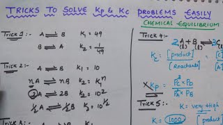 Tricks to Solve Kp and Kc Problems Easily | Chemical Equilibrium Tricks