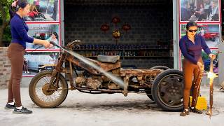 Download Lagu Girl's Challenge: Cleaning \u0026 Welding the Exhaust Pipe and Fuel Tank of an Old Broken Tricycle.🔧🔧🏏 MP3