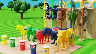 Choose Right Drink with Elephant Gorilla Cow Lion Dinosaur Wild Animals Games Fountain Crossing Game