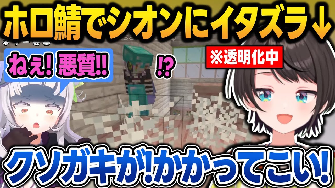 家にベリーを植えられた仕返しで、シオンに透明化ドッキリを仕掛けるスバル＋シオスバ絡みまとめ【大空スバル/紫咲シオン/角巻わため/綺々羅々ヴィヴィ/新ホロ鯖/マイクラ/ホロライブ/切り抜き】