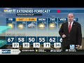 Clouding up and cooling down for the weekend; breezy with a shower chance Sunday