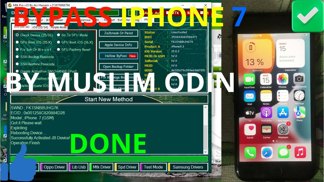 BYPASS IPHONE 7 BY MUSLIM ODIN DONE